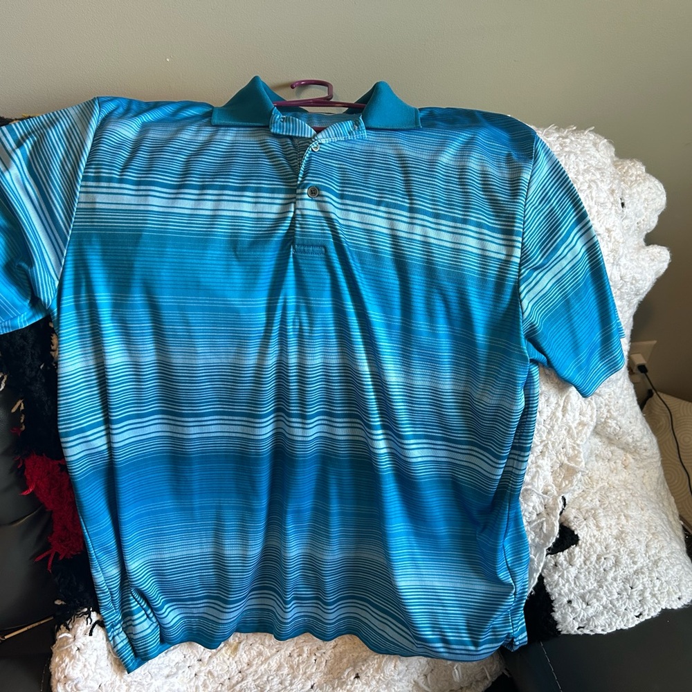Grand Slam Men's Teal Striped Polo Shirt